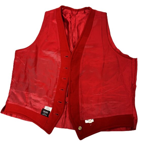 Baskin Vintage Red 100% Wool Vest Size 44 - Picture 10 of 15